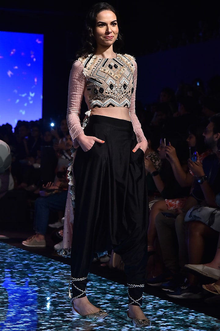 Blush Pink Embroidered Wedding Anarkali With Pants by Payal Singhal at Pernia's Pop Up Shop