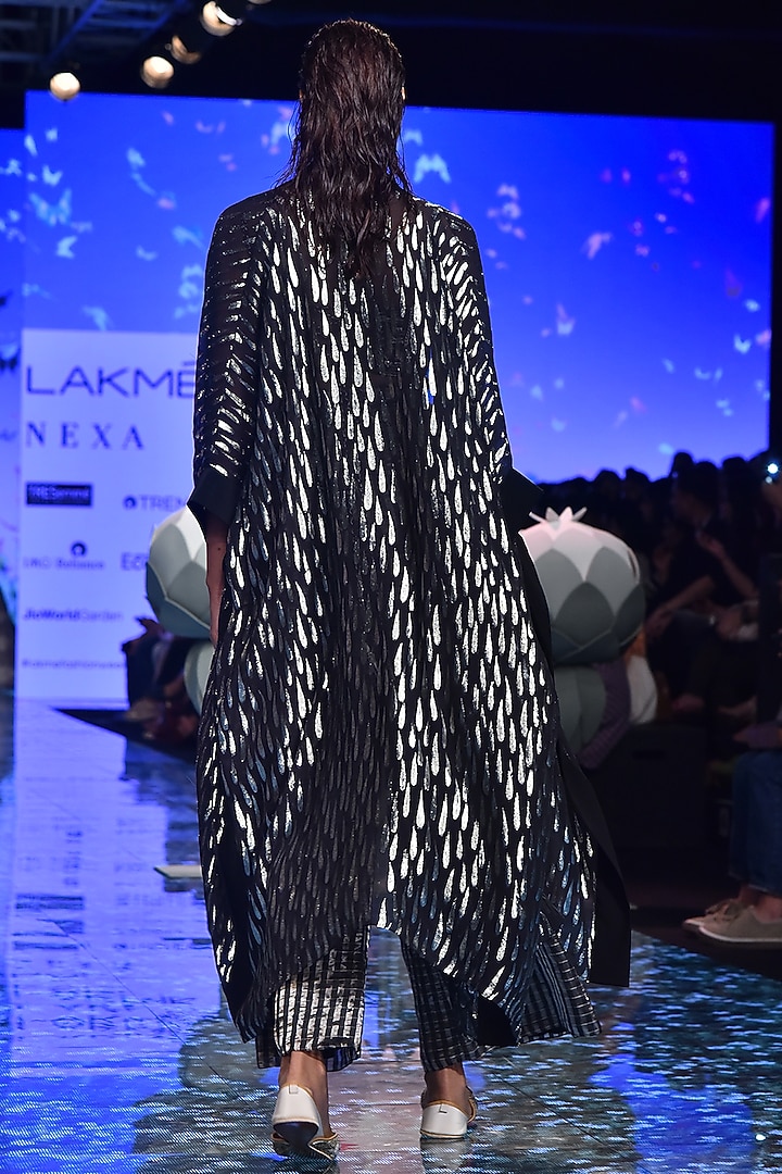 Black Embroidered Bustier With Jacket & Pants by Payal Singhal at Pernia's Pop Up Shop