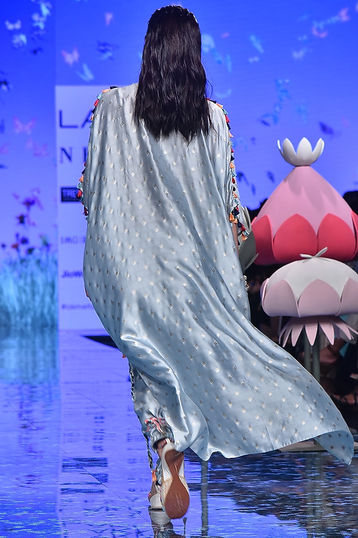 Pale Blue Embroidered Kaftan With Jogger Pants by Payal Singhal at Pernia's Pop Up Shop