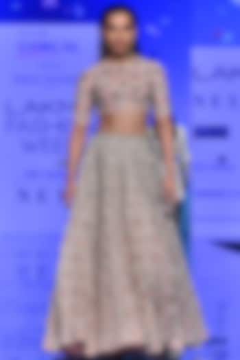 Blush Pink Embroidered Blouse With Bridal Lehenga by Payal Singhal at Pernia's Pop Up Shop