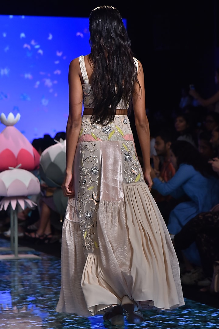 Stone Embroidered Blouse With Striped Wedding Lehenga by Payal Singhal at Pernia's Pop Up Shop
