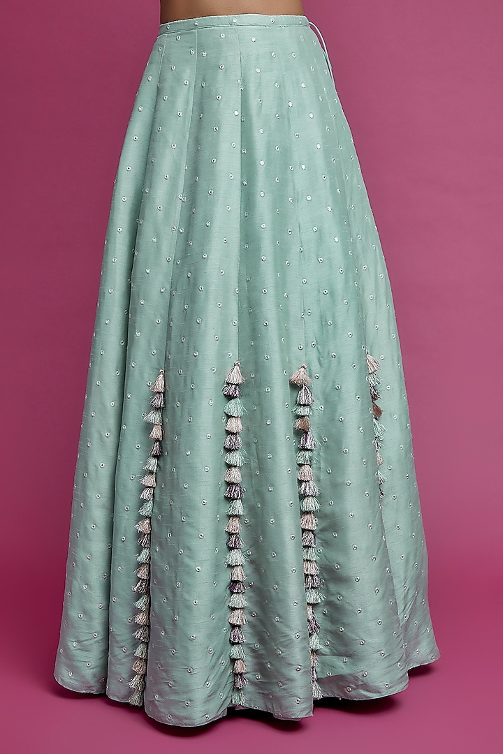 Powder Blue Abla Silk Skirt Set by Payal Singhal at Pernia's Pop Up Shop
