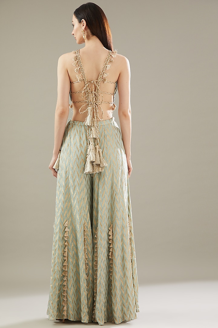 Mint Dash Banarasi Georgette Wedding Sharara Set by Payal Singhal at Pernia's Pop Up Shop