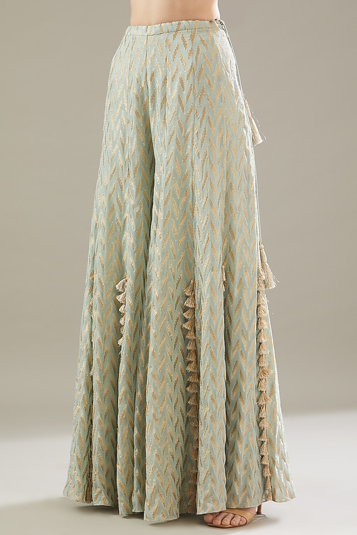 Mint Dash Banarasi Georgette Wedding Sharara Set by Payal Singhal at Pernia's Pop Up Shop