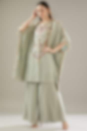 Green Banarasi Georgette Kaftan Set by Payal Singhal at Pernia's Pop Up Shop