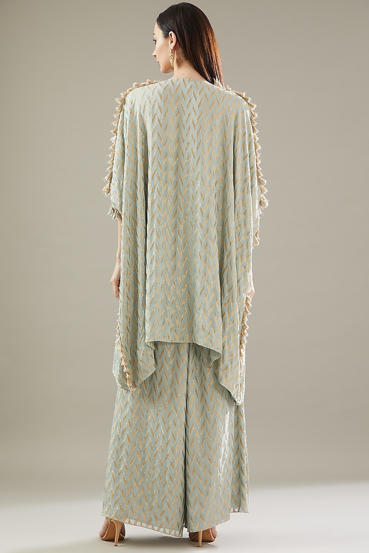 Green Banarasi Georgette Kaftan Set by Payal Singhal at Pernia's Pop Up Shop