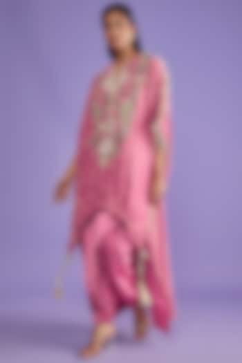 Pink Banarasi Georgette Embroidered Kaftan Set by Payal Singhal