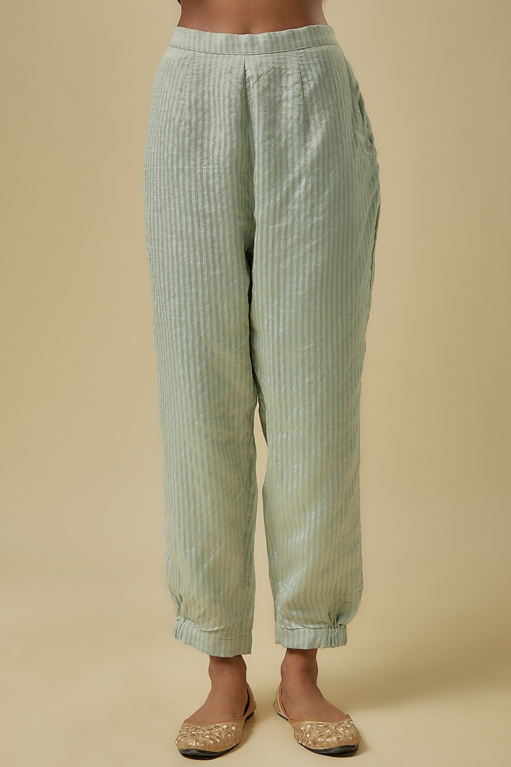 Pale Blue Chanderi Hand Embroidered Short Kurta Set by Payal Singhal at Pernia's Pop Up Shop