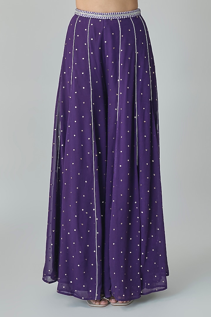 Purple Mukaish Georgette Embroidered Bridal Sharara Set by Payal Singhal at Pernia's Pop Up Shop