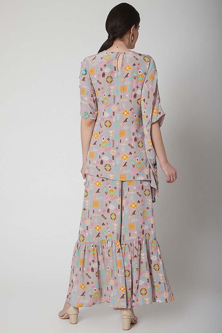 Lavender Printed Wedding Sharara Set With Belt by Payal Singhal at Pernia's Pop Up Shop