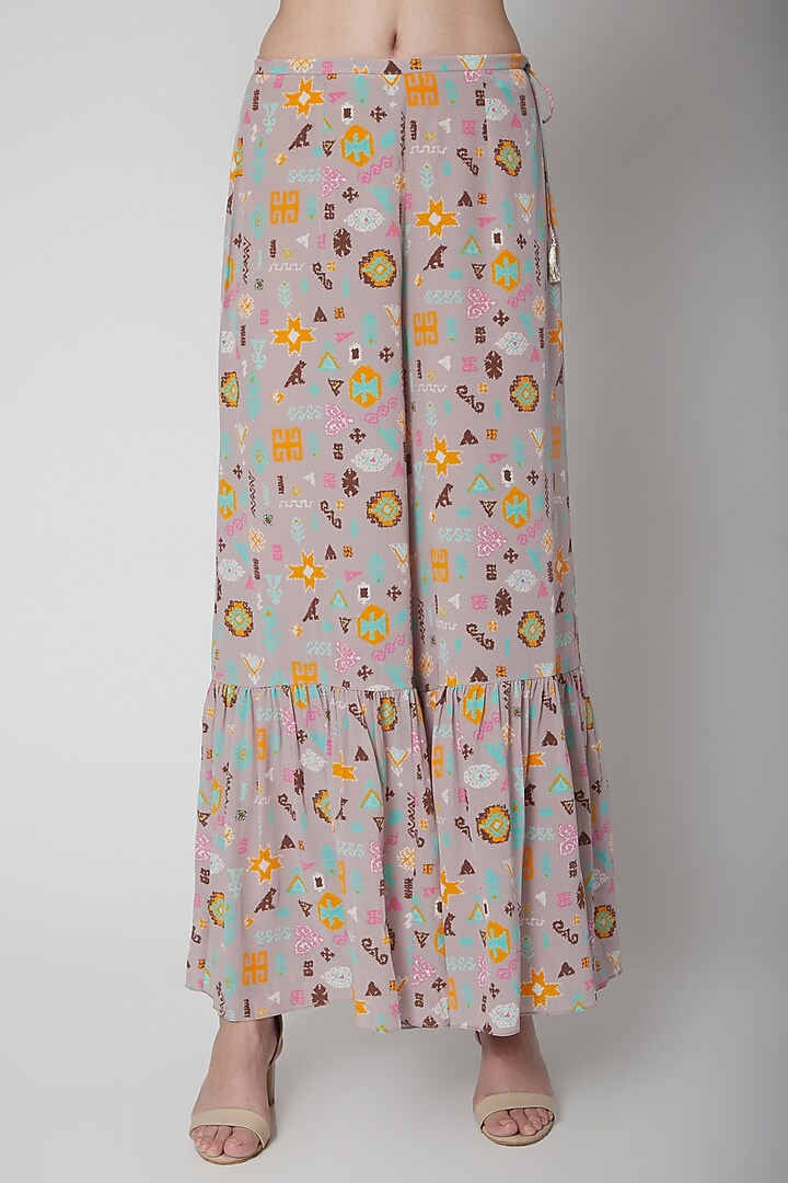 Lavender Printed Wedding Sharara Set With Belt by Payal Singhal at Pernia's Pop Up Shop