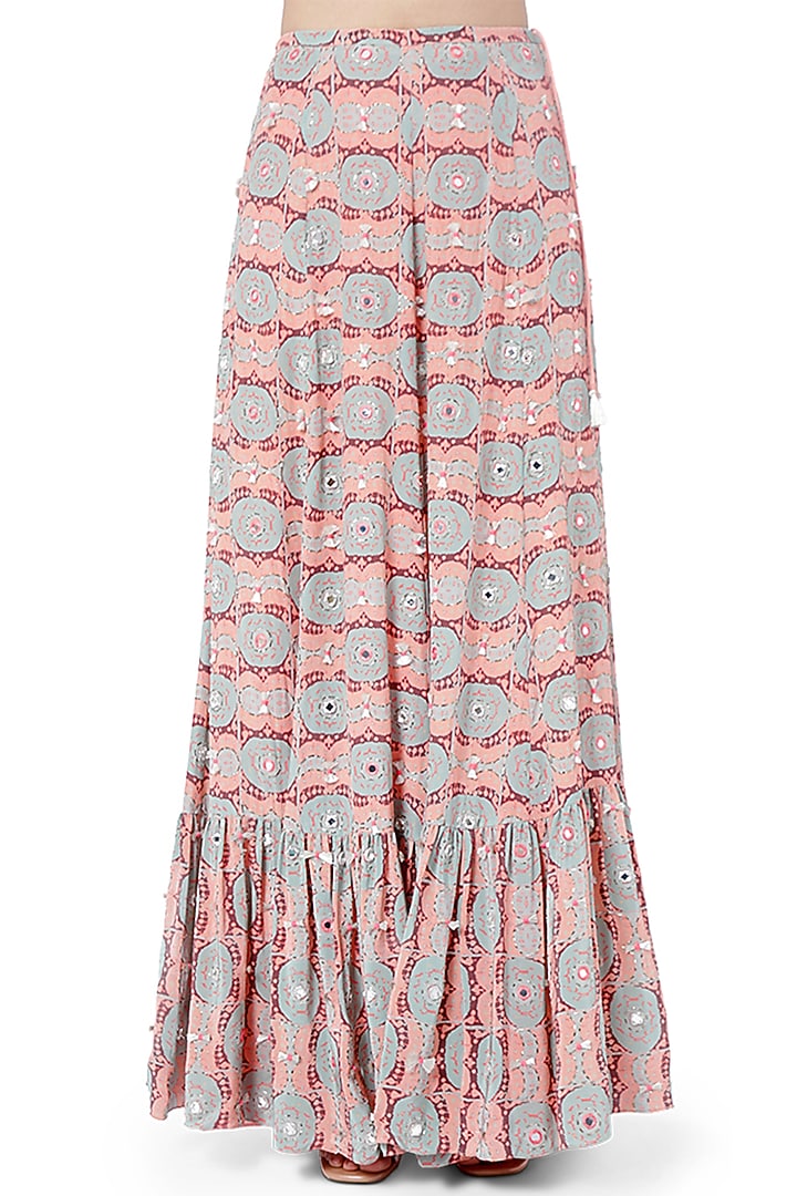 Coral & Mint Printed Skirt Set by Payal Singhal at Pernia's Pop Up Shop