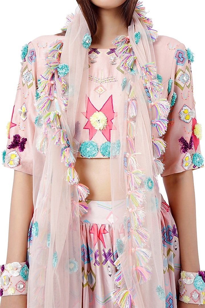 Blush Pink Embroidered Wedding Lehenga Set by Payal Singhal at Pernia's Pop Up Shop