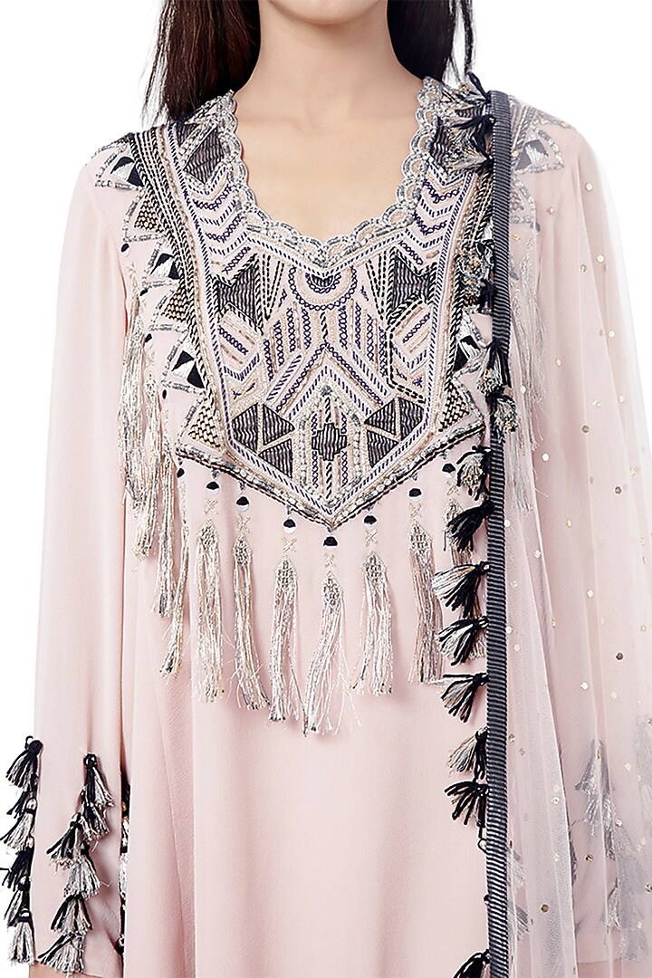 Pink & Black Embroidered Wedding Sharara Set by Payal Singhal at Pernia's Pop Up Shop