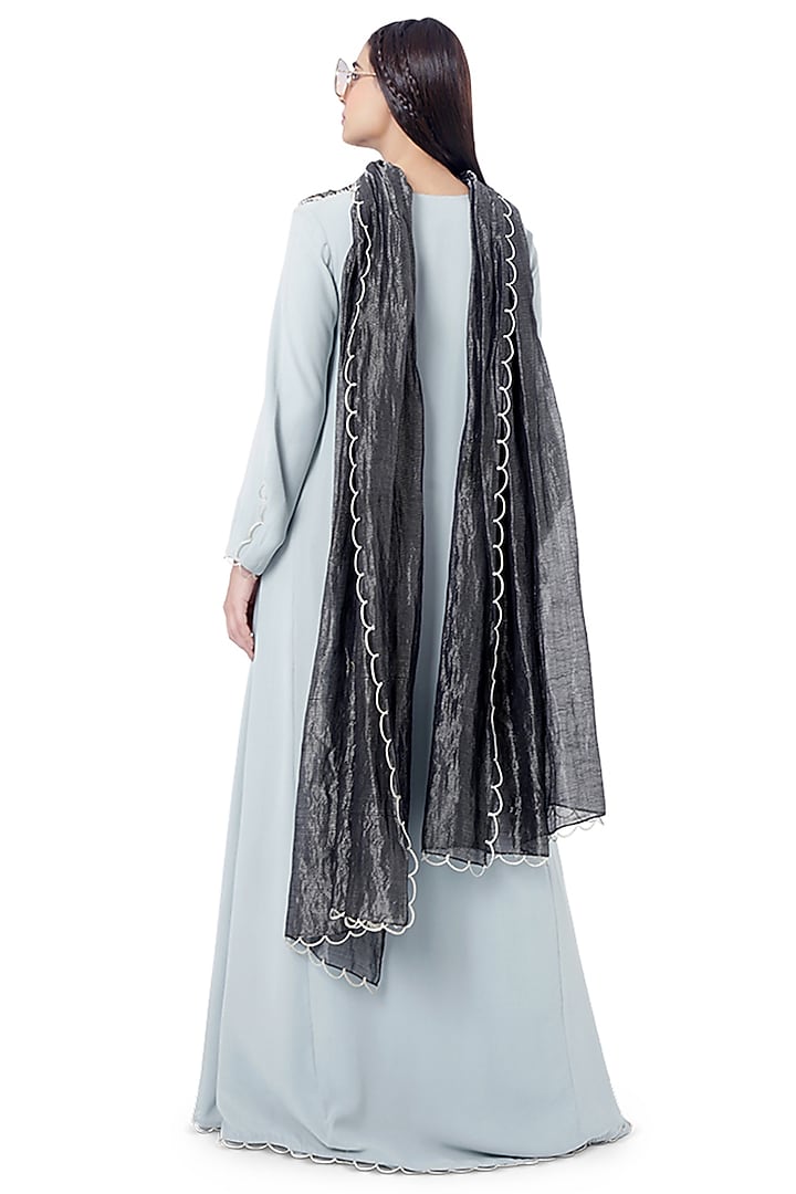 Pale Blue & Black Embroidered Kurta Set by Payal Singhal at Pernia's Pop Up Shop