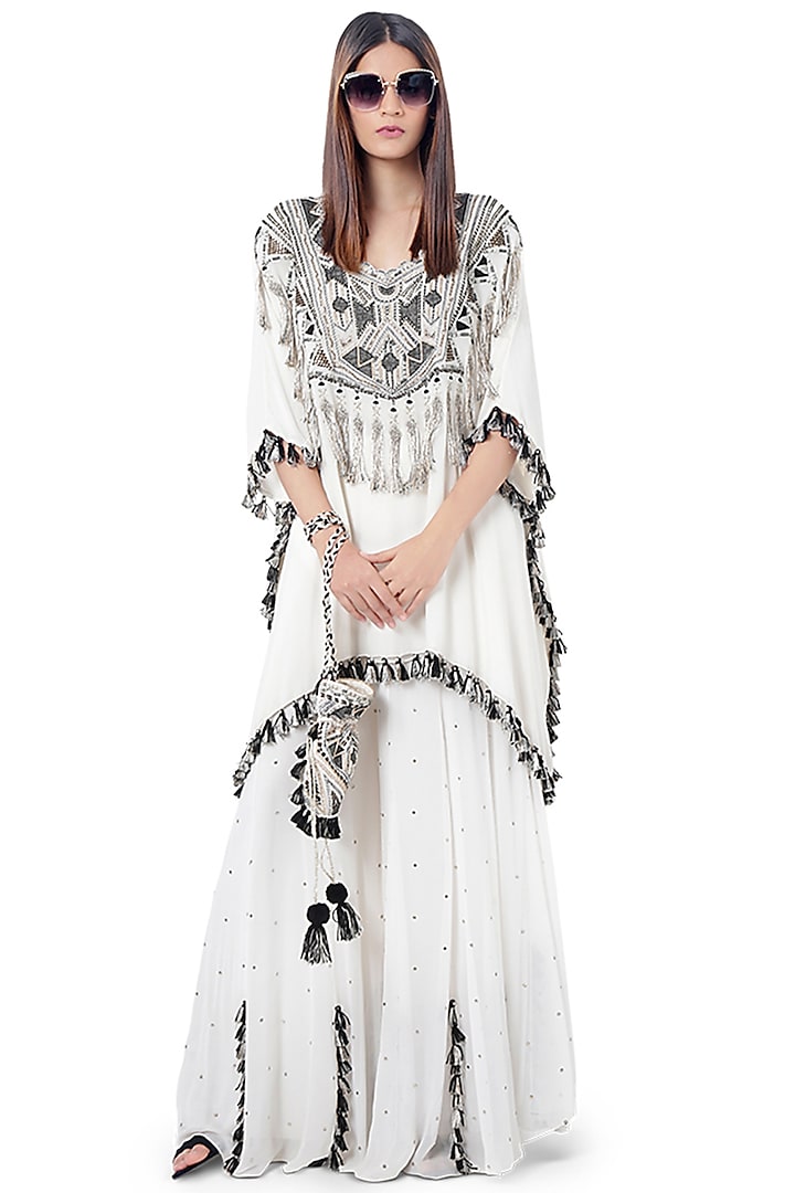 White Embroidered Sharara Set by Payal Singhal at Pernia's Pop Up Shop