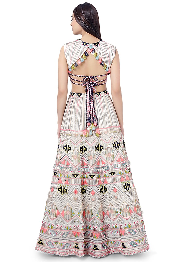 White Embroidered Bridal Lehenga Set by Payal Singhal at Pernia's Pop Up Shop