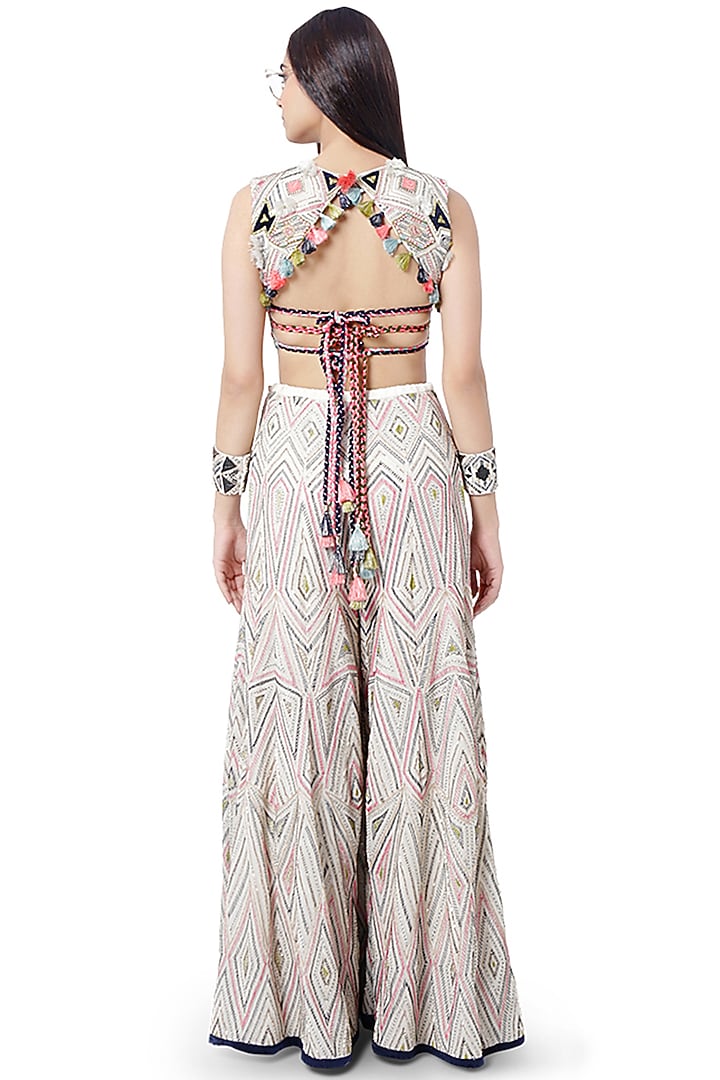 White Embroidered Bridal Sharara Set by Payal Singhal at Pernia's Pop Up Shop
