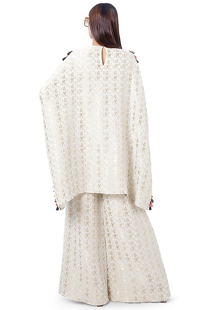 Chalk White Embroidered Kaftan With Pants by Payal Singhal at Pernia's Pop Up Shop