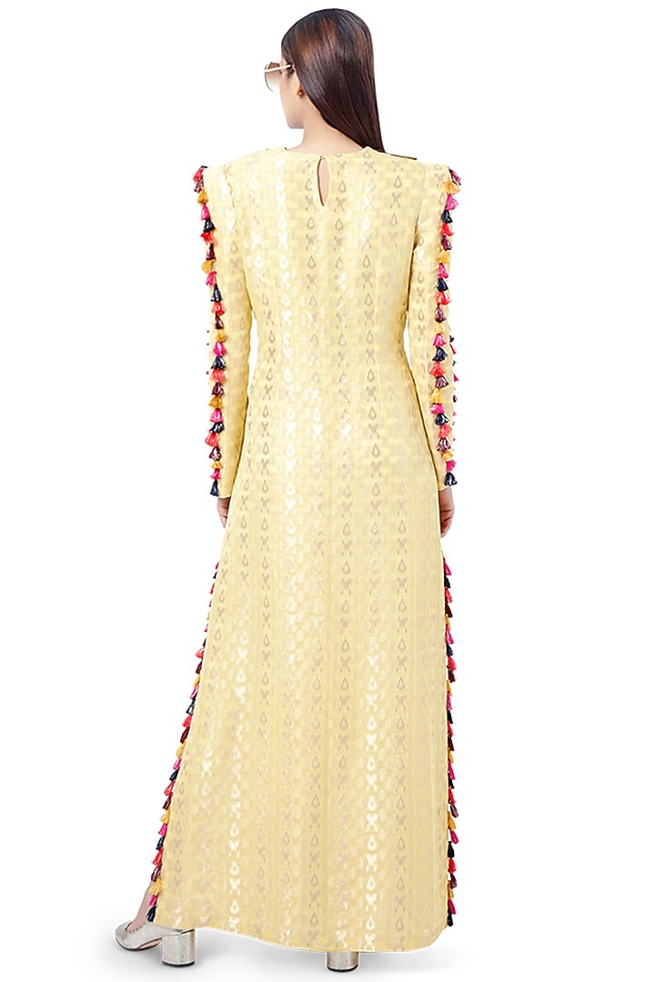 Yellow Embroidered Printed Kaftan by Payal Singhal at Pernia's Pop Up Shop