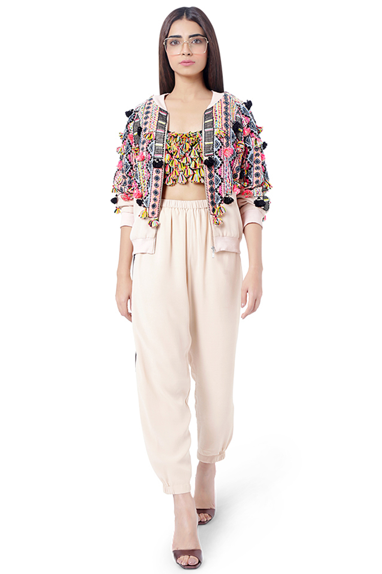 Multi Colored Embroidered Jacket Set by Payal Singhal at Pernia's Pop Up Shop