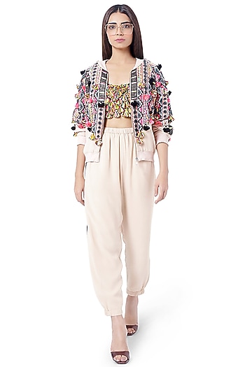 Multi Colored Embroidered Jacket Set by Payal Singhal at Pernia's Pop Up Shop
