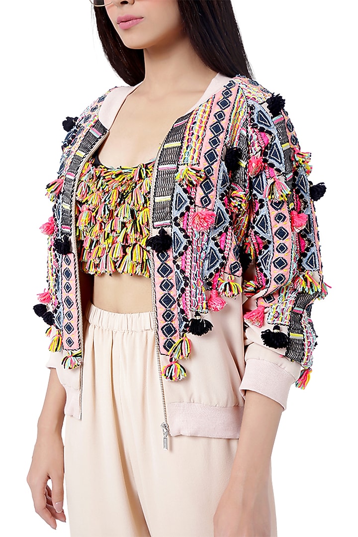 Multi Colored Embroidered Jacket Set by Payal Singhal at Pernia's Pop Up Shop