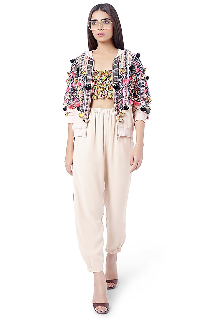Multi Colored Embroidered Jacket Set by Payal Singhal at Pernia's Pop Up Shop