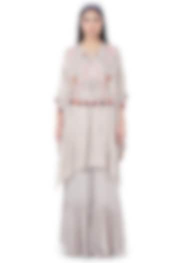 Grey Embroidered Kaftan With Pants by Payal Singhal