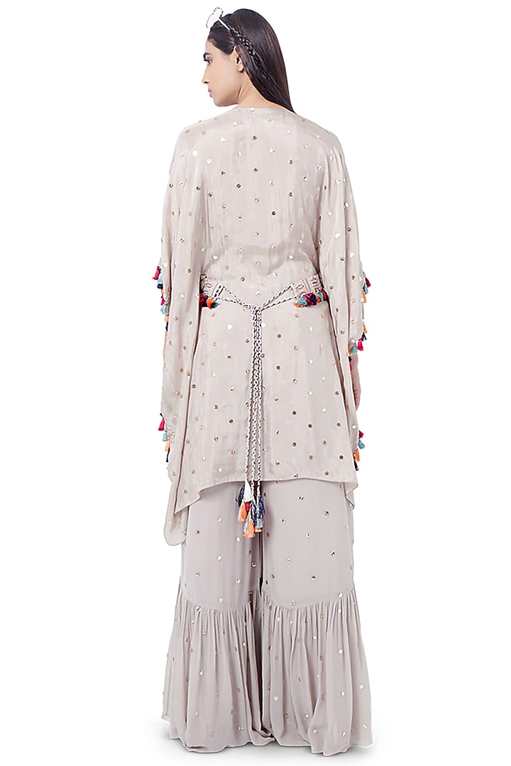 Grey Embroidered Kaftan With Pants by Payal Singhal at Pernia's Pop Up Shop