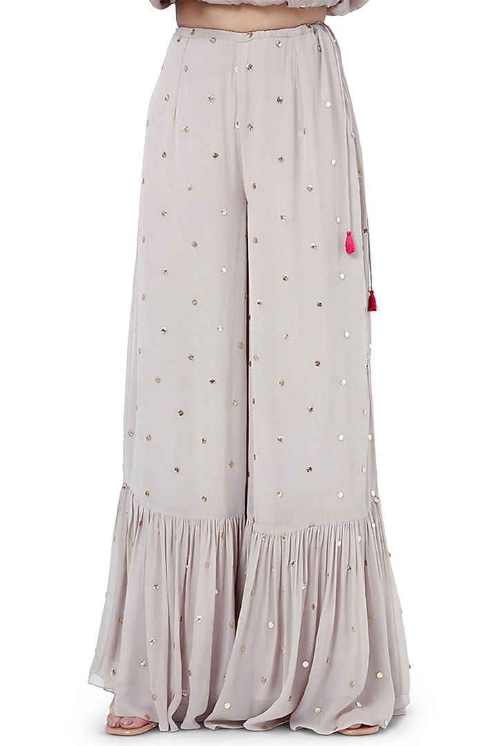 Grey Embroidered Kaftan With Pants by Payal Singhal at Pernia's Pop Up Shop