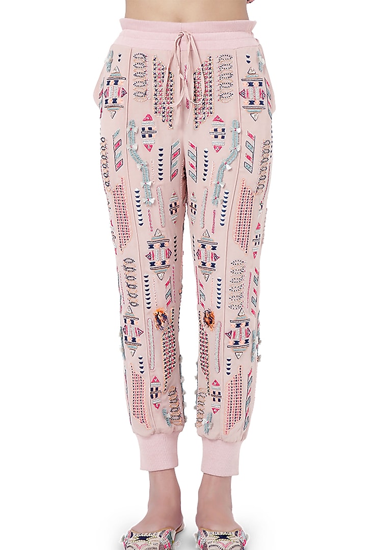 Rose Pink Embroidered Jacket Set by Payal Singhal at Pernia's Pop Up Shop