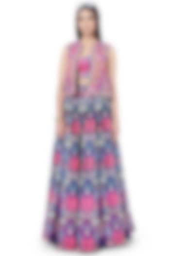 Purple Embroidered Wedding Lehenga Set by Payal Singhal at Pernia's Pop Up Shop