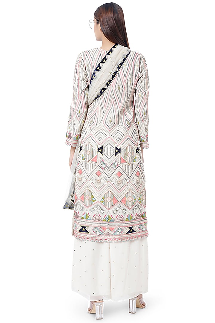 White Embroidered Pant Set by Payal Singhal at Pernia's Pop Up Shop