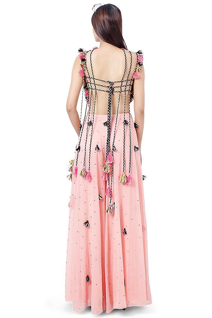 Coral Embroidered Wedding Sharara Set by Payal Singhal at Pernia's Pop Up Shop