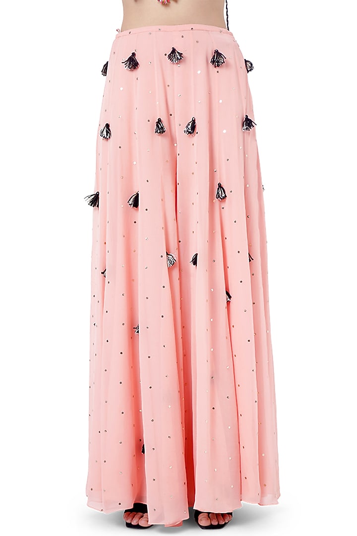 Coral Embroidered Wedding Sharara Set by Payal Singhal at Pernia's Pop Up Shop