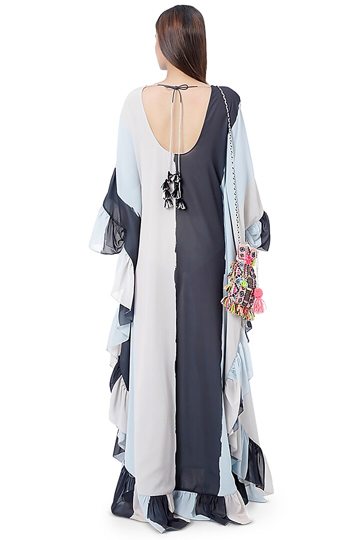 Pale Blue & White Embroidered Kaftan by PS Pret by Payal Singhal at Pernia's Pop Up Shop