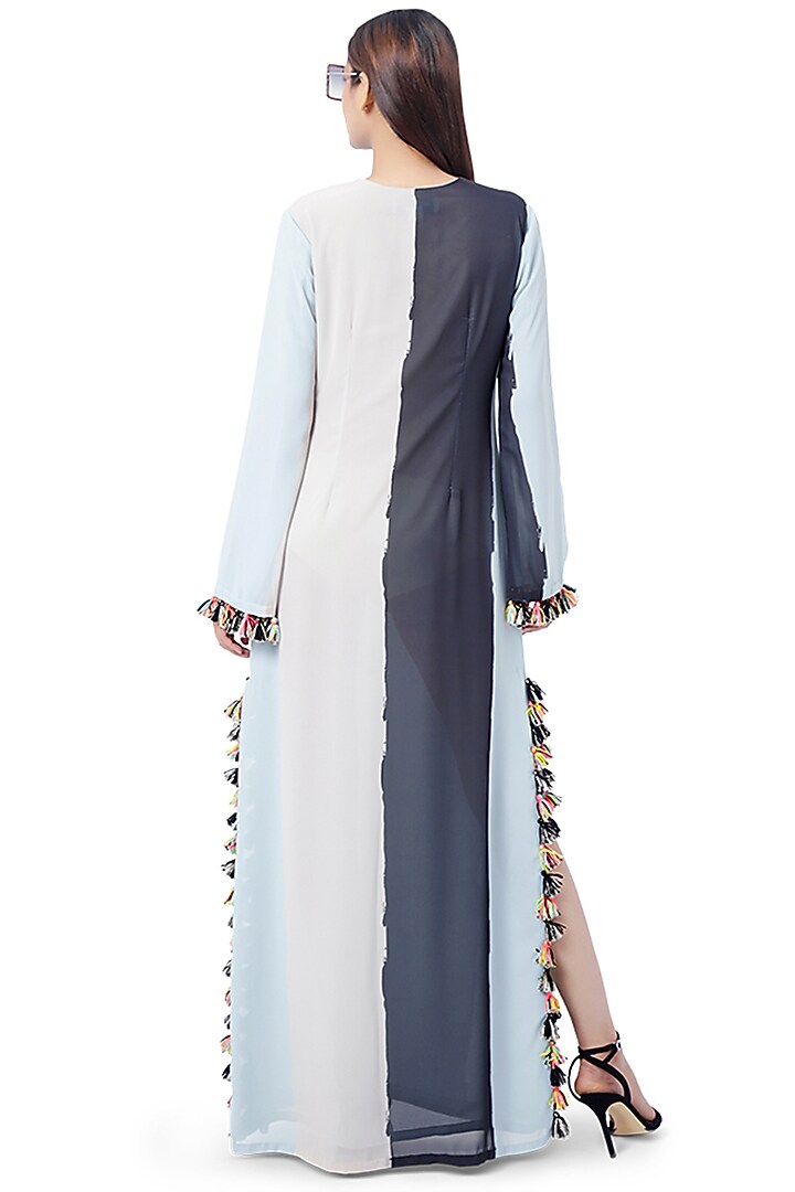 Pale Blue & White Embroidered Kaftan by PS Pret by Payal Singhal at Pernia's Pop Up Shop