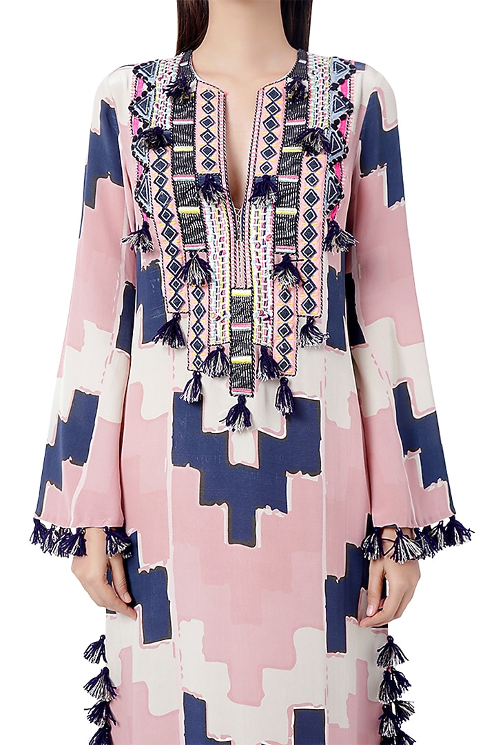 Pink Embroidered Printed Kaftan by Payal Singhal at Pernia's Pop Up Shop