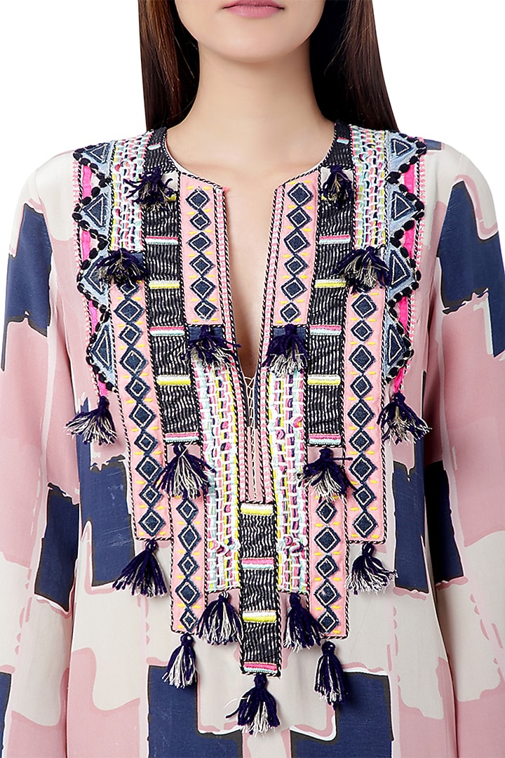 Pink Embroidered Printed Kaftan by Payal Singhal at Pernia's Pop Up Shop