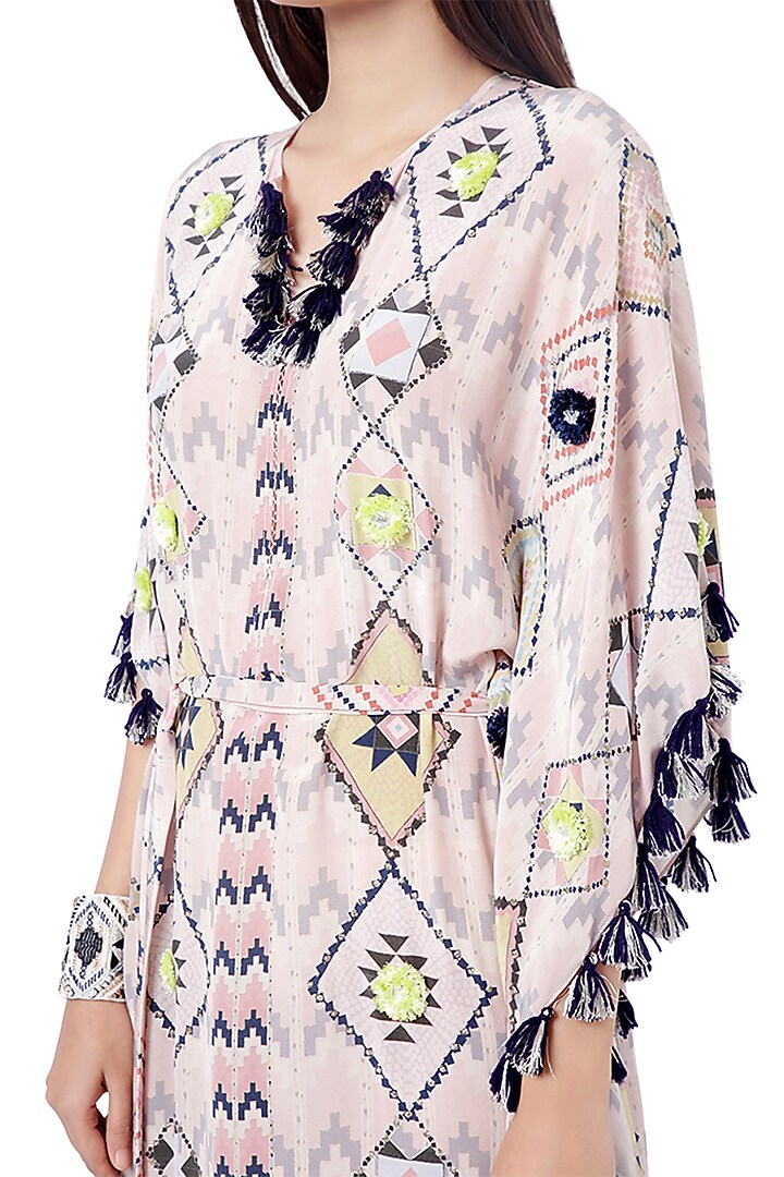 Blush Pink Embroidered Kaftan by Payal Singhal at Pernia's Pop Up Shop