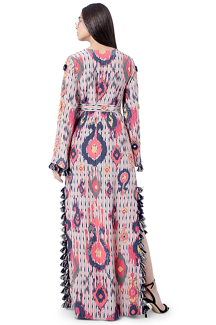 Red Embroidered Printed Kaftan by Payal Singhal at Pernia's Pop Up Shop
