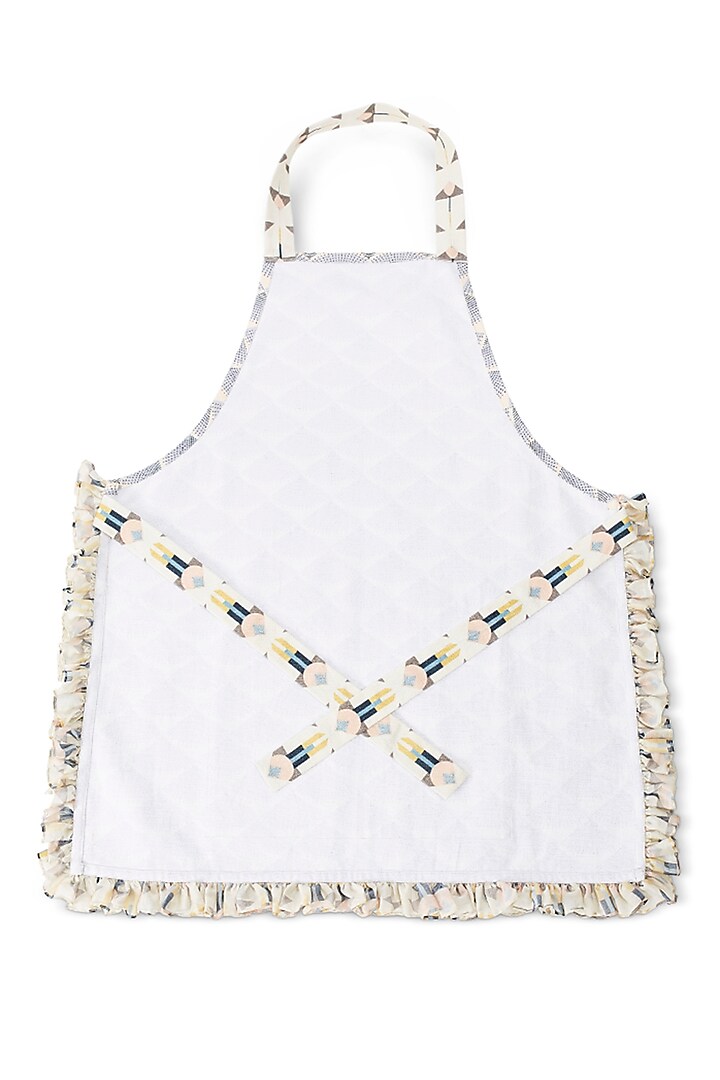 Cream & Purple Printed Apron With Pouch by Payal Singhal at Pernia's Pop Up Shop