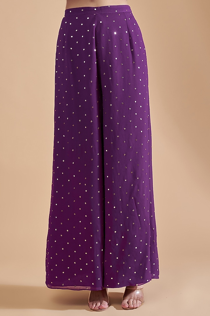 Purple Leheriya Silk Hand Embroidered Kurta Set by Payal Singhal at Pernia's Pop Up Shop