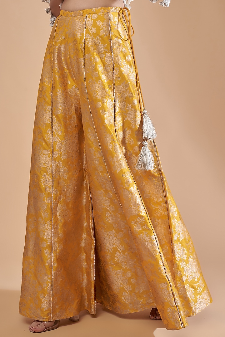 Mustard Brocade Wedding Sharara Set by Payal Singhal at Pernia's Pop Up Shop