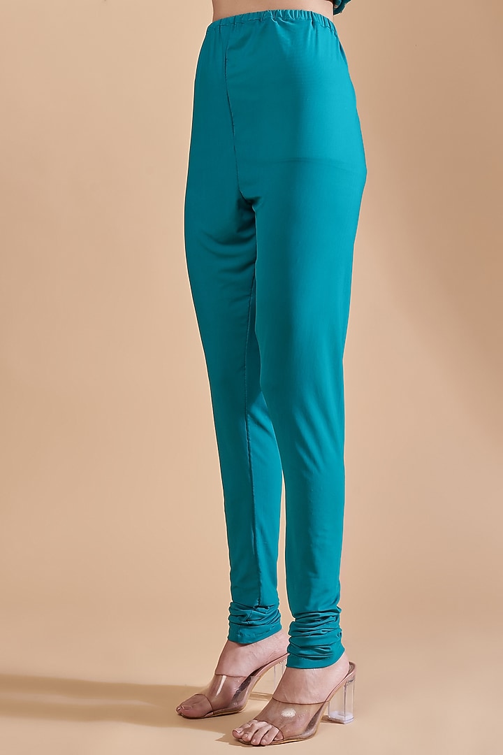 Teal Leheriya Silk Hand Embroidered Kaftan Set by Payal Singhal at Pernia's Pop Up Shop