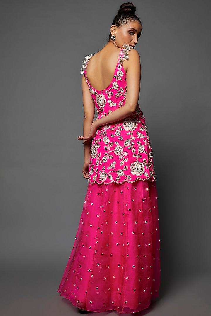 Pink Georgette Bridal Sharara Set by Payal Singhal at Pernia's Pop Up Shop
