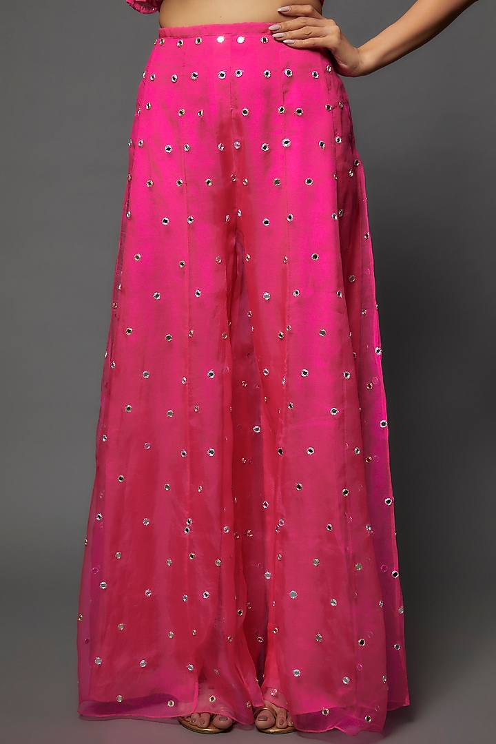 Pink Georgette Bridal Sharara Set by Payal Singhal at Pernia's Pop Up Shop