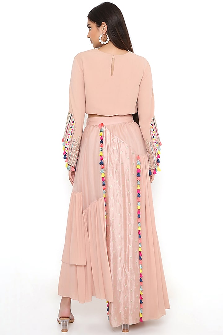 Blush Pink Georgette & Organza Skirt Set by Payal Singhal at Pernia's Pop Up Shop