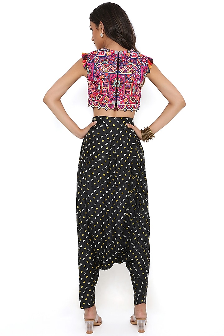 Black Bandhani Silk Pant Set by Payal Singhal at Pernia's Pop Up Shop